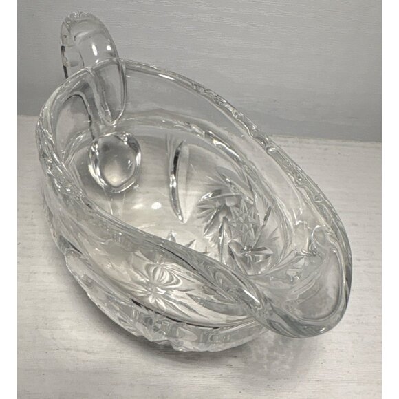 Bohemian Crystal Creamer & Lidded Sugar Dish Pinwheel Starburst Stunning Vintage - Picture 4 of 16